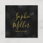 Modern Trendy Calligraphy Dark Bokeh Lights Vierkante Visitekaartje (Voorkant)