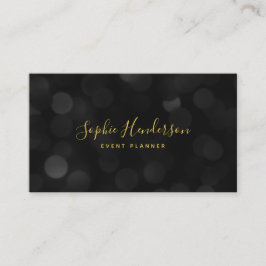 Modern Trendy Calligraphy Dark Bokeh Lights Visitekaartje
