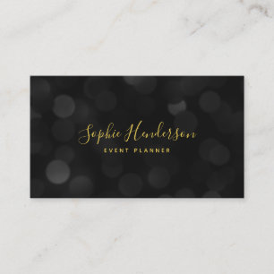 Modern Trendy Calligraphy Dark Bokeh Lights Visitekaartje