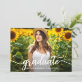 Modern Trendy Calligraphy Photo Afstuderen Aankondiging (Staand voorkant)