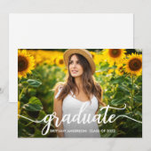 Modern Trendy Calligraphy Photo Afstuderen Aankondiging (Voorkant / Achterkant)