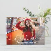 Modern Trendy Calligraphy Photo Afstuderen Aankondiging (Staand voorkant)