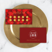 Modern Trendy Calligraphy Ruby Red Bokeh Lights Klantenkaartje