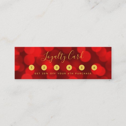 Modern Trendy Calligraphy Ruby Red Bokeh Lights Klantenkaartje (Voorkant)
