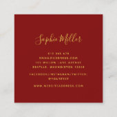 Modern Trendy Calligraphy Ruby Red Bokeh Lights Vierkante Visitekaartje (Achterkant)