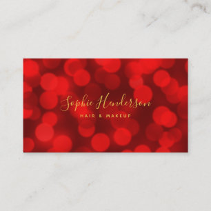 Modern Trendy Calligraphy Ruby Red Bokeh Lights Visitekaartje