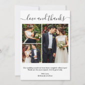 Modern Trendy Calligraphy Script 3 Photo Wedding Bedankkaart (Voorkant)