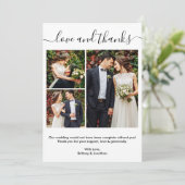 Modern Trendy Calligraphy Script 3 Photo Wedding Bedankkaart (Staand voorkant)