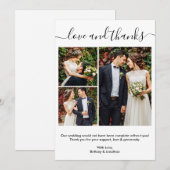 Modern Trendy Calligraphy Script 3 Photo Wedding Bedankkaart (Voorkant / Achterkant)