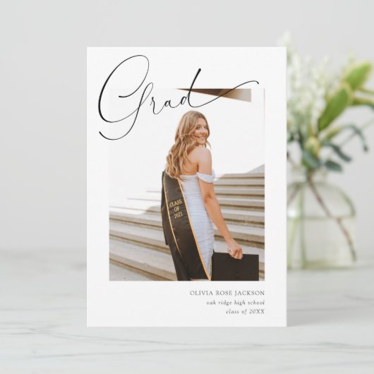 Modern Trendy Casual 4 Foto Afstuderen Aankondiging (Staand voorkant)