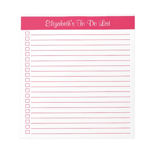 Modern Trendy Cherry Red One Column Checklist Notitieblok (Voorkant)