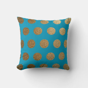 Modern Trendy Chic Blauwgroen Blue Gold Polka Dot Kussen