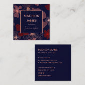 Modern Trendy Chic Floral Professional Mode Vierkante Visitekaartje (Voorkant / Achterkant)