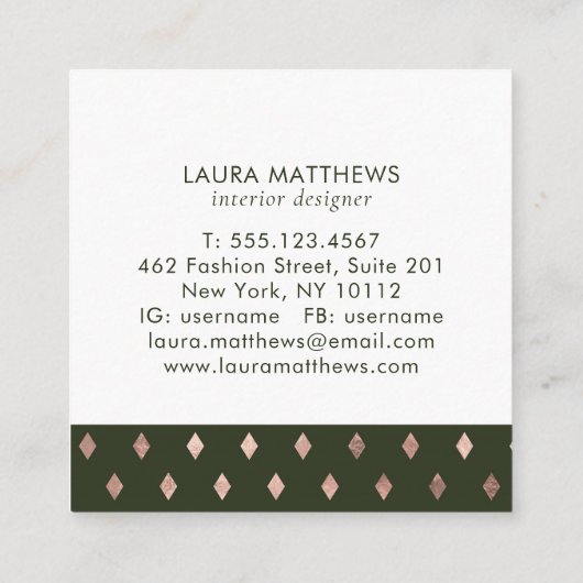 Modern Trendy Chic Geometric Professional Vierkante Visitekaartje (Achterkant)