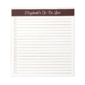 Modern Trendy Chocolate Brown One Column Checklist Notitieblok (Voorkant)
