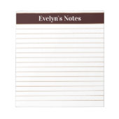 Modern Trendy Chocolate Brown Script Large Print Notitieblok (Voorkant)