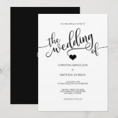Modern Trendy Classic Black & White Heart Wedding Kaart (Voorkant / Achterkant)