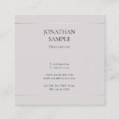 Modern Trendy Clean Design Elegant Plain Luxury Vierkante Visitekaartje (Achterkant)