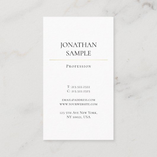 Modern Trendy Clean Design Elegant Plain Luxury Visitekaartje (Achterkant)