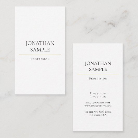 Modern Trendy Clean Design Elegant Plain Luxury Visitekaartje (Voorkant / Achterkant)
