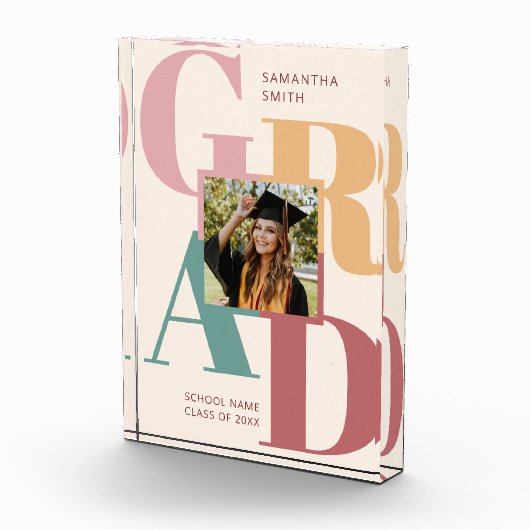 Modern Trendy Colorful Script Afstuderen Fotoblokken (Rechts)