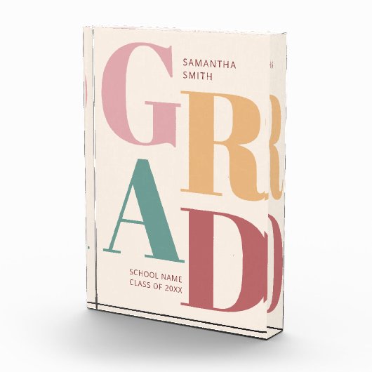 Modern Trendy Colorful Script Afstuderen Fotoblokken (Rechts)
