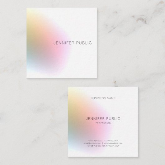 Modern Trendy Colorful Sjabloon Elegant Vierkante Visitekaartje (Voorkant / Achterkant)