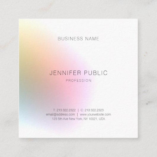 Modern Trendy Colorful Sjabloon Elegant Vierkante Visitekaartje (Achterkant)