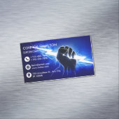 Modern Trendy Cool Blue Lightning Electrician Busi Magnetisch Visitekaartje (Voorbeeld)