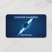 Modern Trendy Cool Blue Lightning Electrician Busi Visitekaartje (Achterkant)