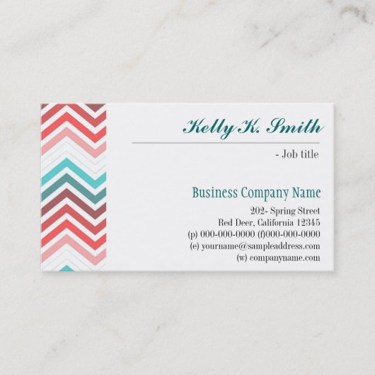 modern, trendy, cool, stijlvol kleurrijk chevron visitekaartje (Voorkant)