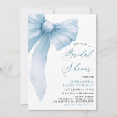 Modern trendy Coquette Blue Bow Vrijgezellenfeest Kaart (Voorkant)