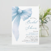 Modern trendy Coquette Blue Bow Vrijgezellenfeest Kaart (Staand voorkant)