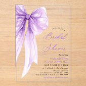 Modern trendy Coquette Paarse Bow Vrijgezellenfees Acryl Uitnodigingen (Voorkant)