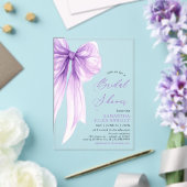 Modern trendy Coquette Paarse Bow Vrijgezellenfees Acryl Uitnodigingen (Insitu (Huwelijk))