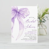 Modern trendy Coquette Paarse Bow Vrijgezellenfees Kaart (Staand voorkant)