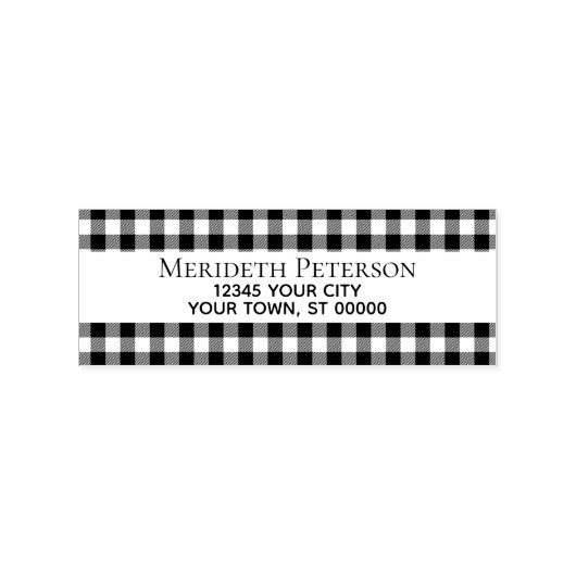 Modern Trendy Custom Buffalo Plaid Retouradres Rubberstempel (Afrduk)