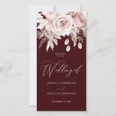 Modern Trendy Deep Burgundy Blush Wedding Program (Voorkant)