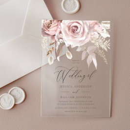 Modern Trendy Designer Dusty Roos Blush Wedding Acryl Uitnodigingen