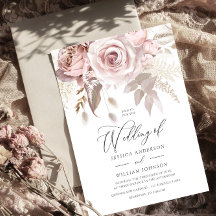 Modern Trendy Designer Dusty Roos Blush Wedding