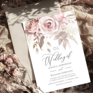 Modern Trendy Designer Dusty Roos Blush Wedding Kaart