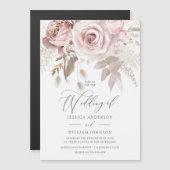 Modern Trendy Designer Dusty Roos Blush Wedding Magnetische Uitnodiging (Voorkant / Achterkant)