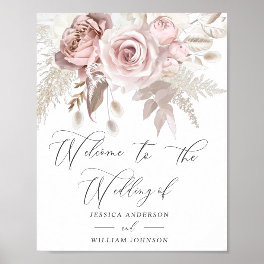 Modern Trendy Designer Dusty Roos Blush Wedding Poster (Voorkant)
