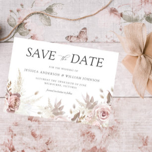 Modern Trendy Designer Dusty Roos Blush Wedding Save The Date