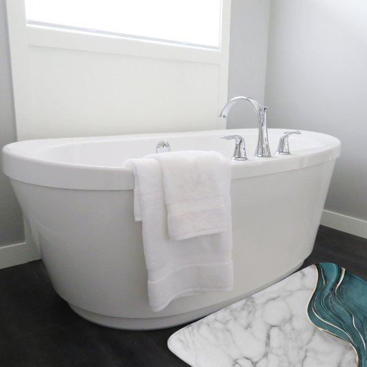 Modern Trendy Donker Blauwgroen Goud Marmer Badmat