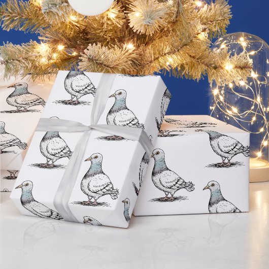 Modern Trendy Duif ontwerp Patroon Cadeaupapier (Feestdagen)