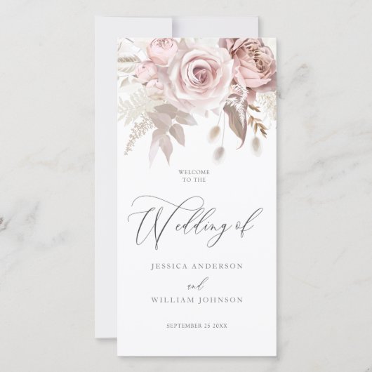 Modern Trendy Dusty Roos Blush Wedding Program (Voorkant)