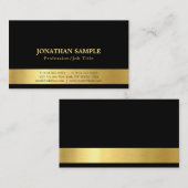 Modern Trendy Elegant Black en Gold Plain Luxury Visitekaartje (Voorkant / Achterkant)