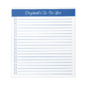 Modern Trendy Elegant Blue One Column Checklist Notitieblok (Voorkant)