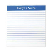 Modern Trendy Elegant Blue Script Large Print Notitieblok (Voorkant)